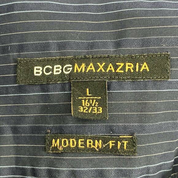 BCBG Maxazria Modern Fit Striped Button Front Up Shirt Top Size Large L Mens - Picture 5 of 8